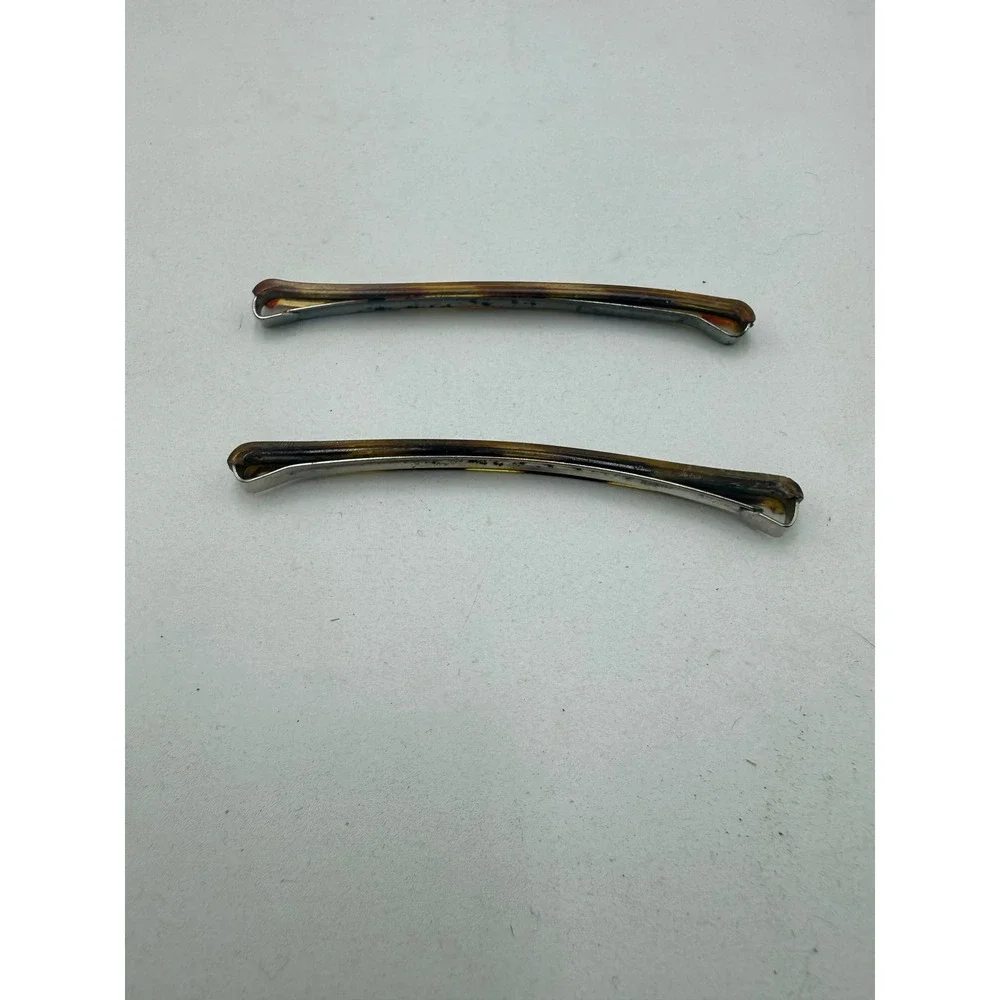 Hair Barrette Brown Tortoise Shell Set of 2 Vintage